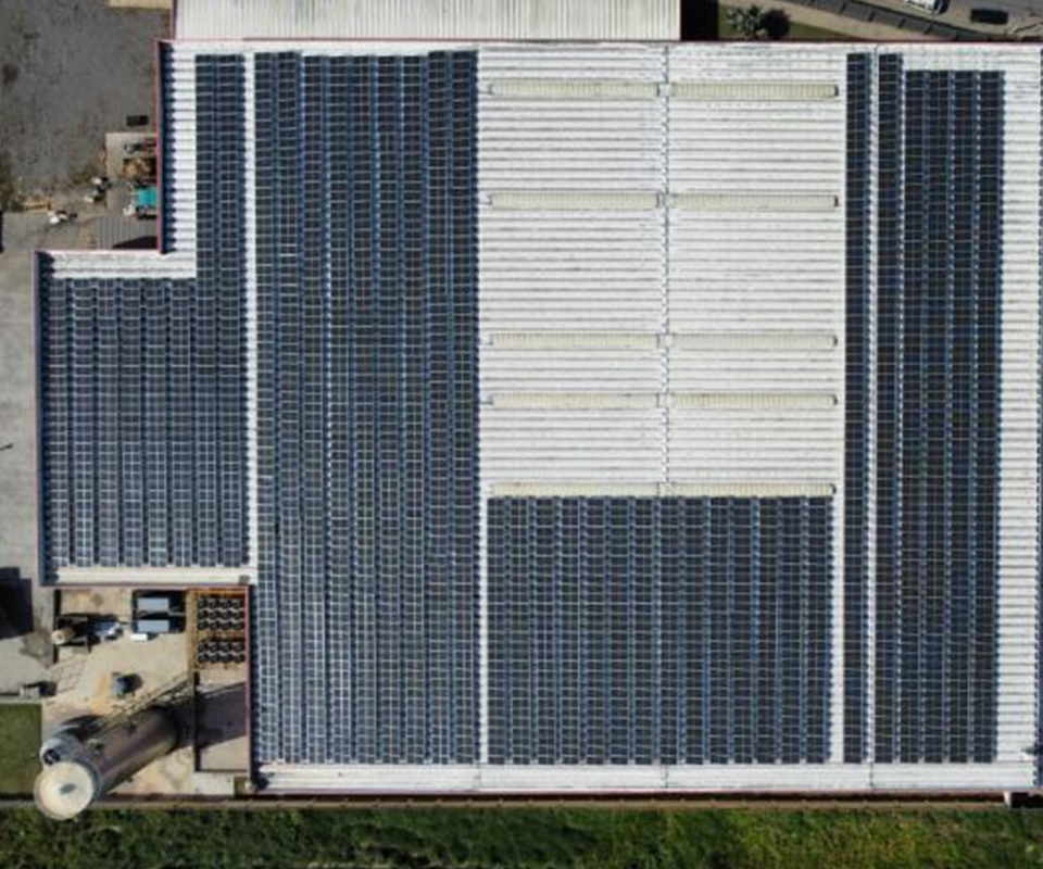 solar panel on top of factory