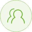 End Users Connected to Cloud Platform, user icon, people icon, account icon, green icon, pastel icon